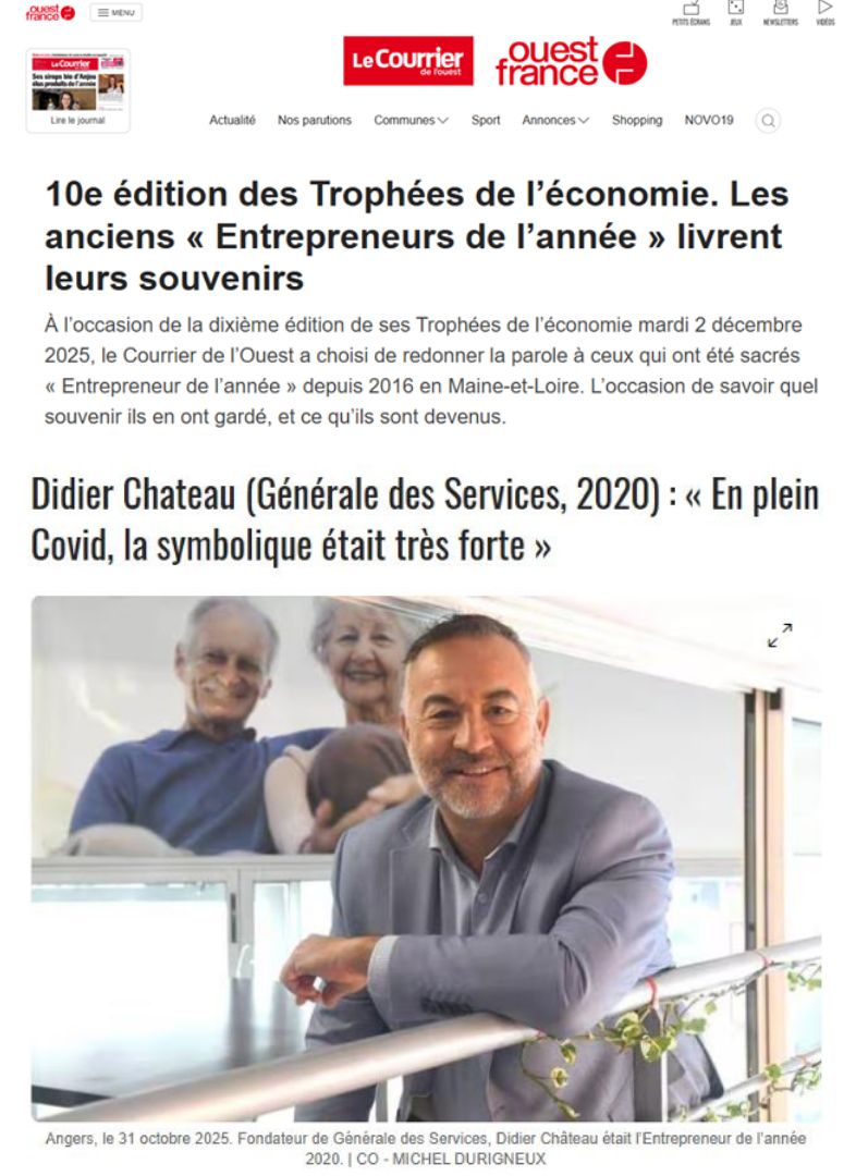 Courrier de l'ouest interview Didier Chateau fondateur de Générale des Services